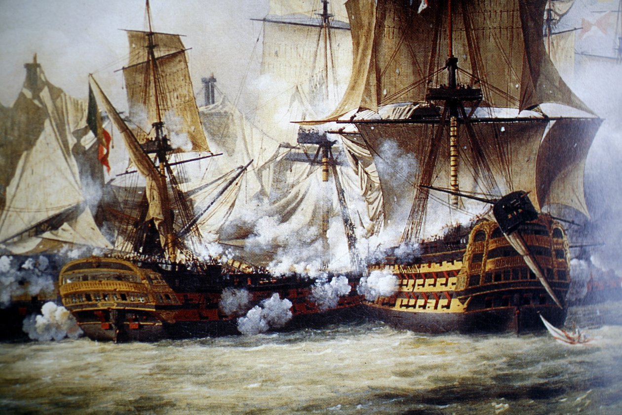 Scène van de Slag bij Trafalgar door Louis Philippe Crepin