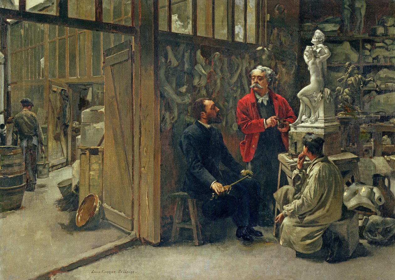 Het Atelier van de Beeldhouwer, c.1870 door Louis Robert Carrier Belleuse