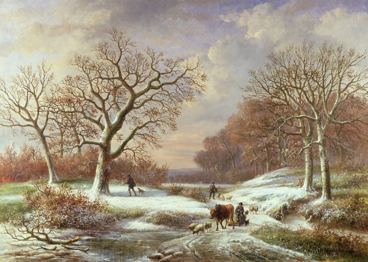 Winterlandschap door Louis Verboeckhoven