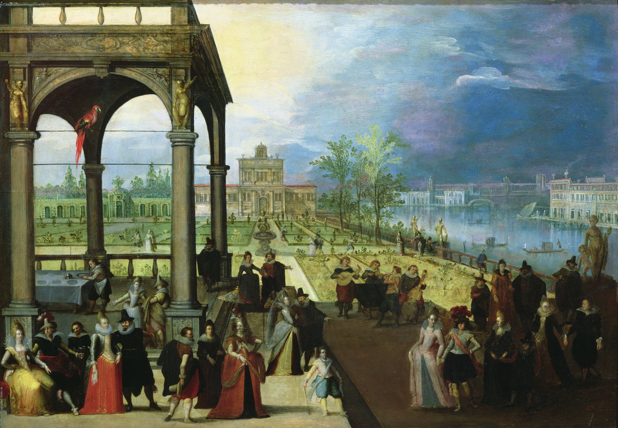 Feest in een paleis door Louis de Caullery