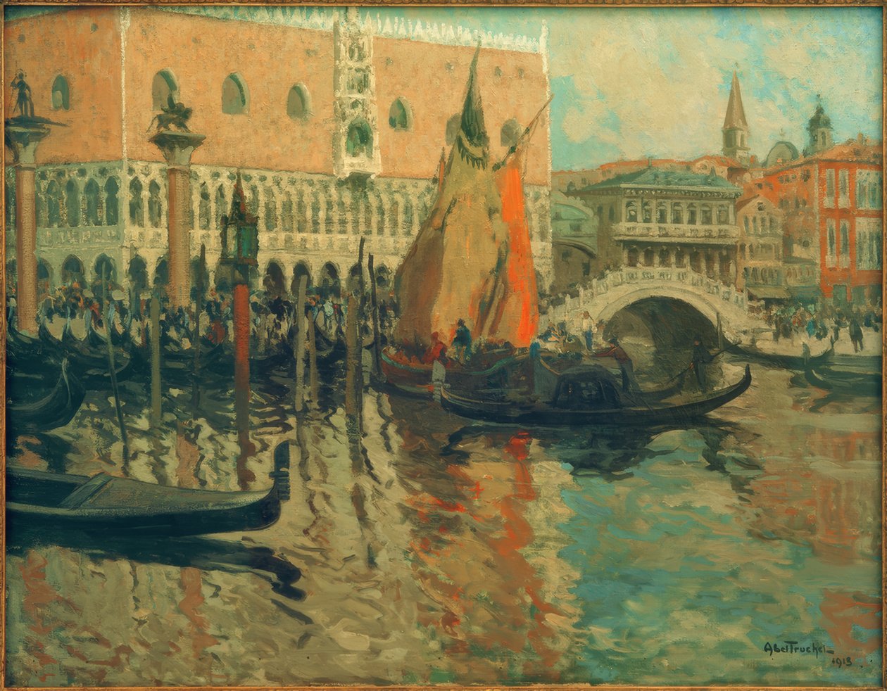 Uitzicht op Venetië door Louis Abel Truchet