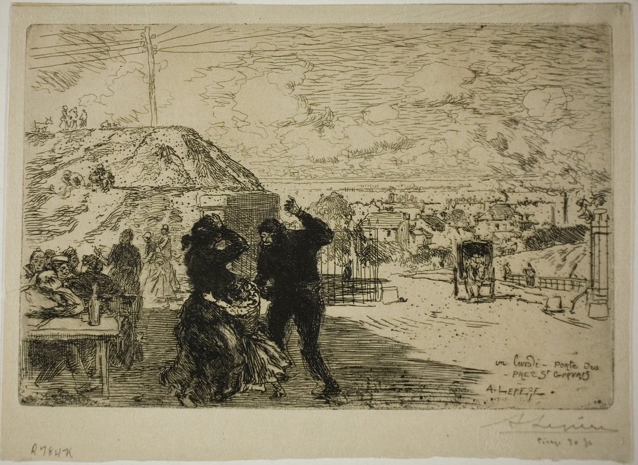 Een maandag, binnenkomst in Prés-Saint-Gervais door Louis Auguste Lepère