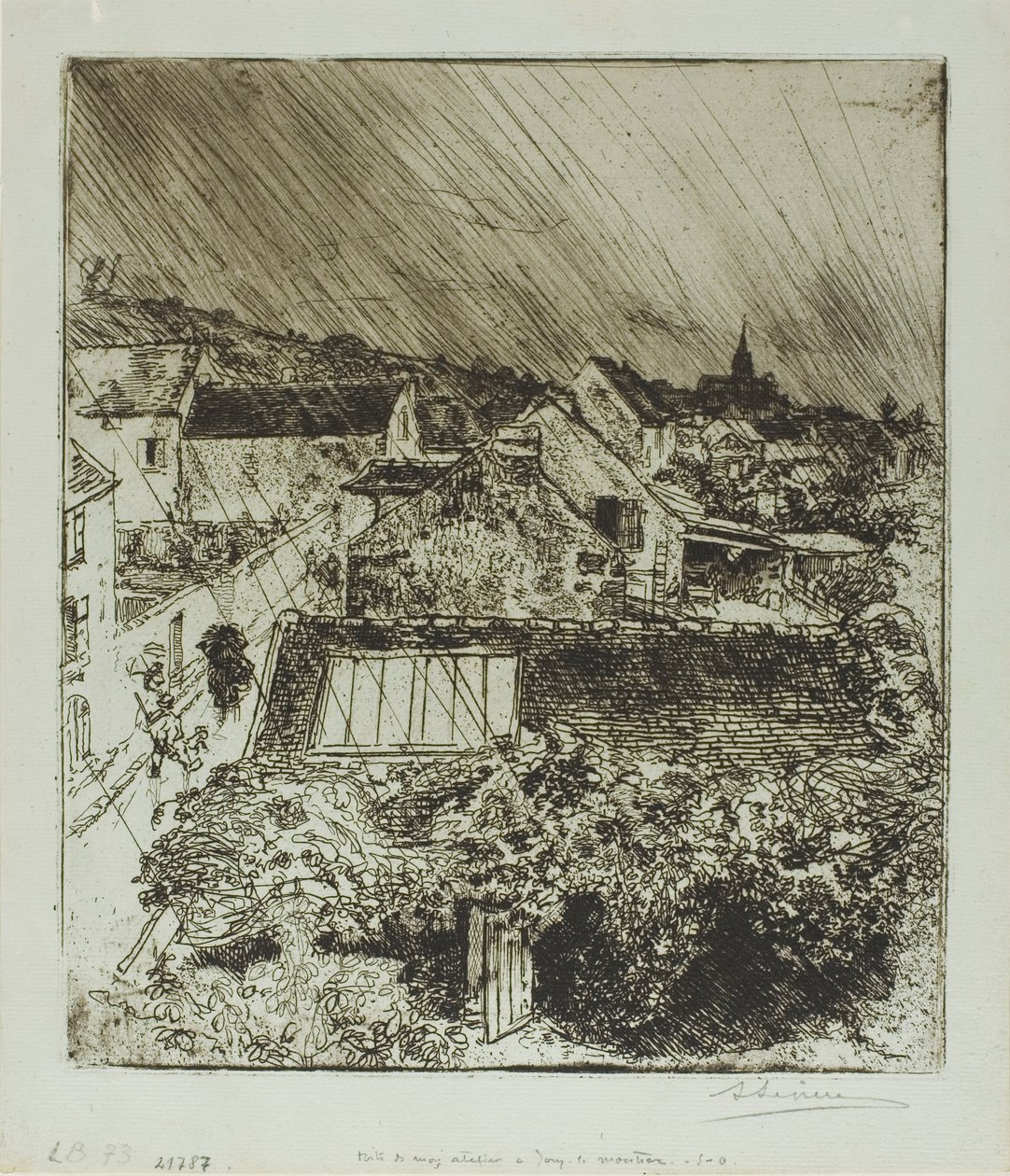 Mijn atelier in Jouy-le-Moutier door Louis Auguste Lepère