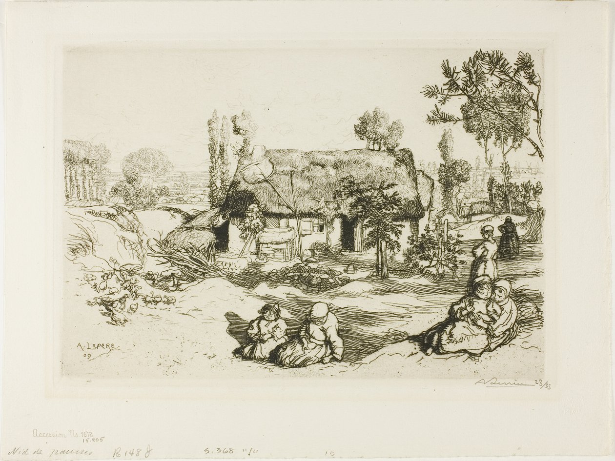 Nest van de armen door Louis Auguste Lepère