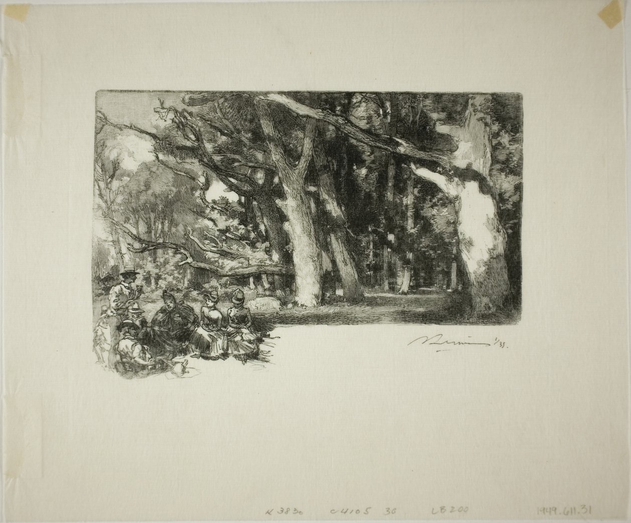 Middag, onder de bomen door Louis Auguste Lepère