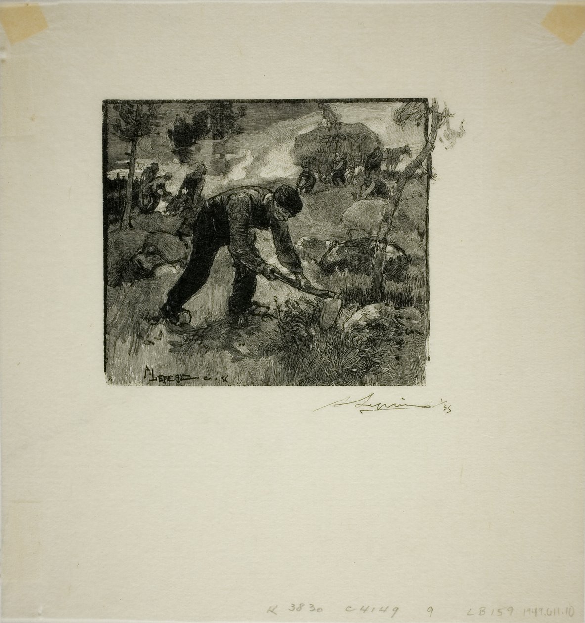 Worteluittrekkers door Louis Auguste Lepère