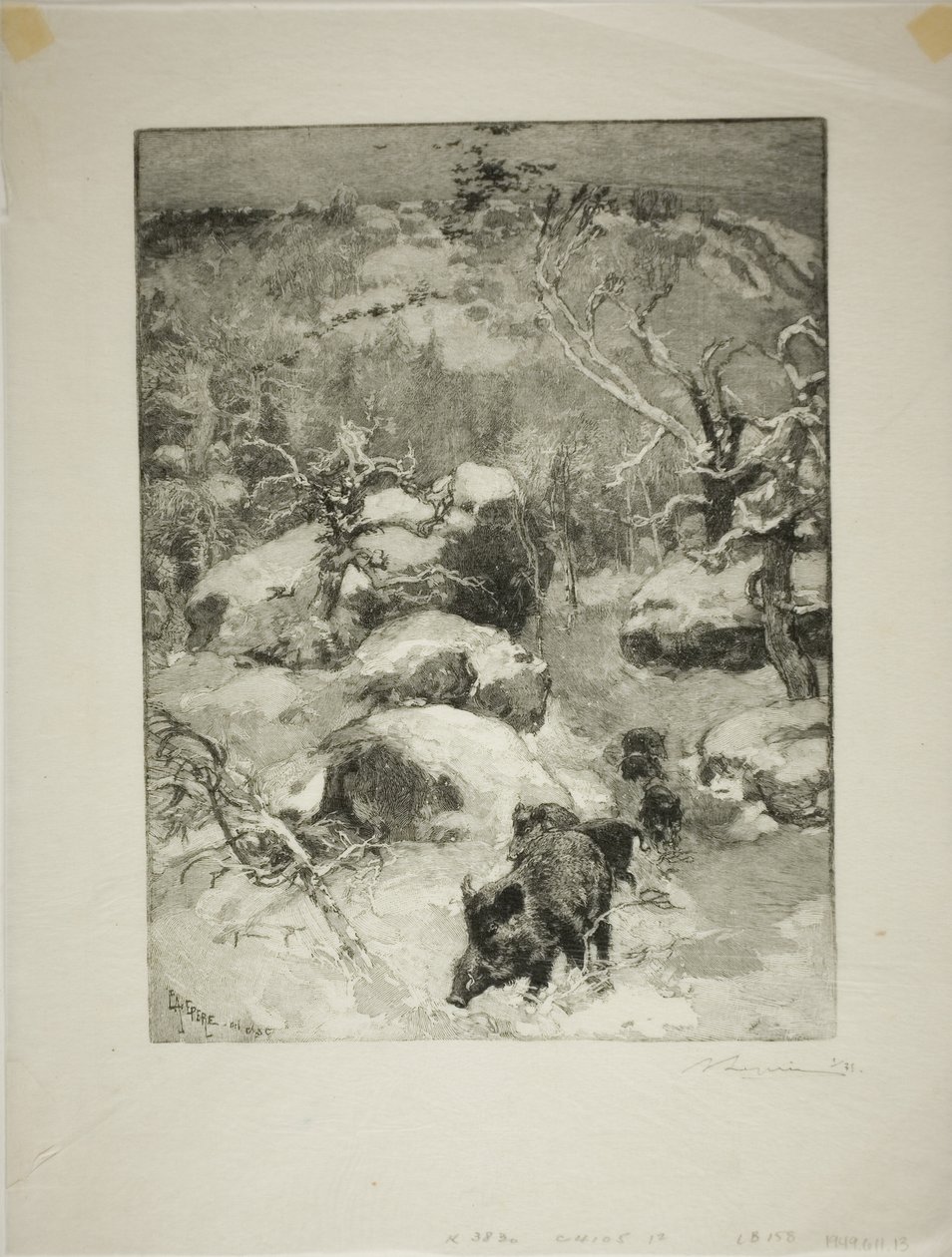 Winter: Klif Cuvier-Châtillon door Louis Auguste Lepère