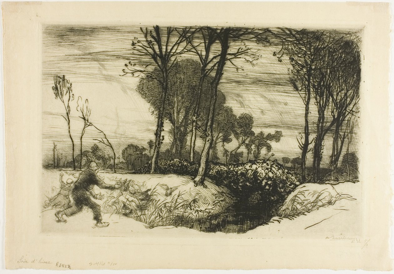 Winteravond door Louis Auguste Lepère