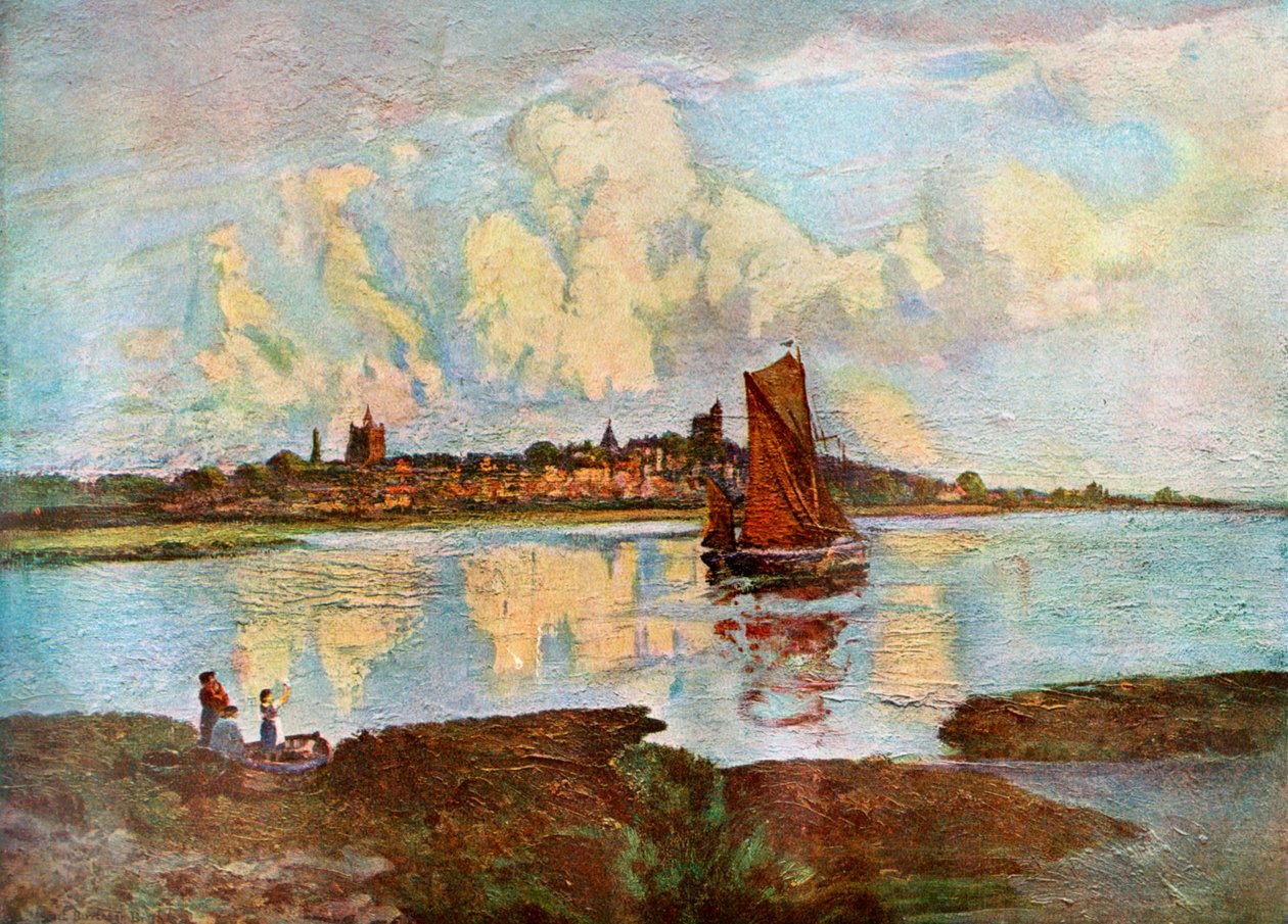 Maldon, vanaf Heybridge, Essex, 1924-1926 door Louis Burleigh Bruhl