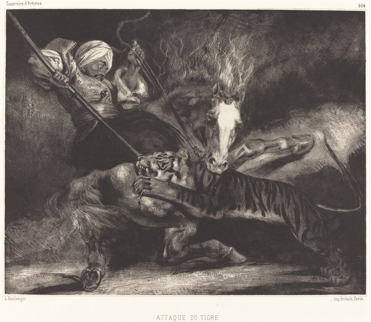 Aanval van de tijger door Louis Candide Boulanger