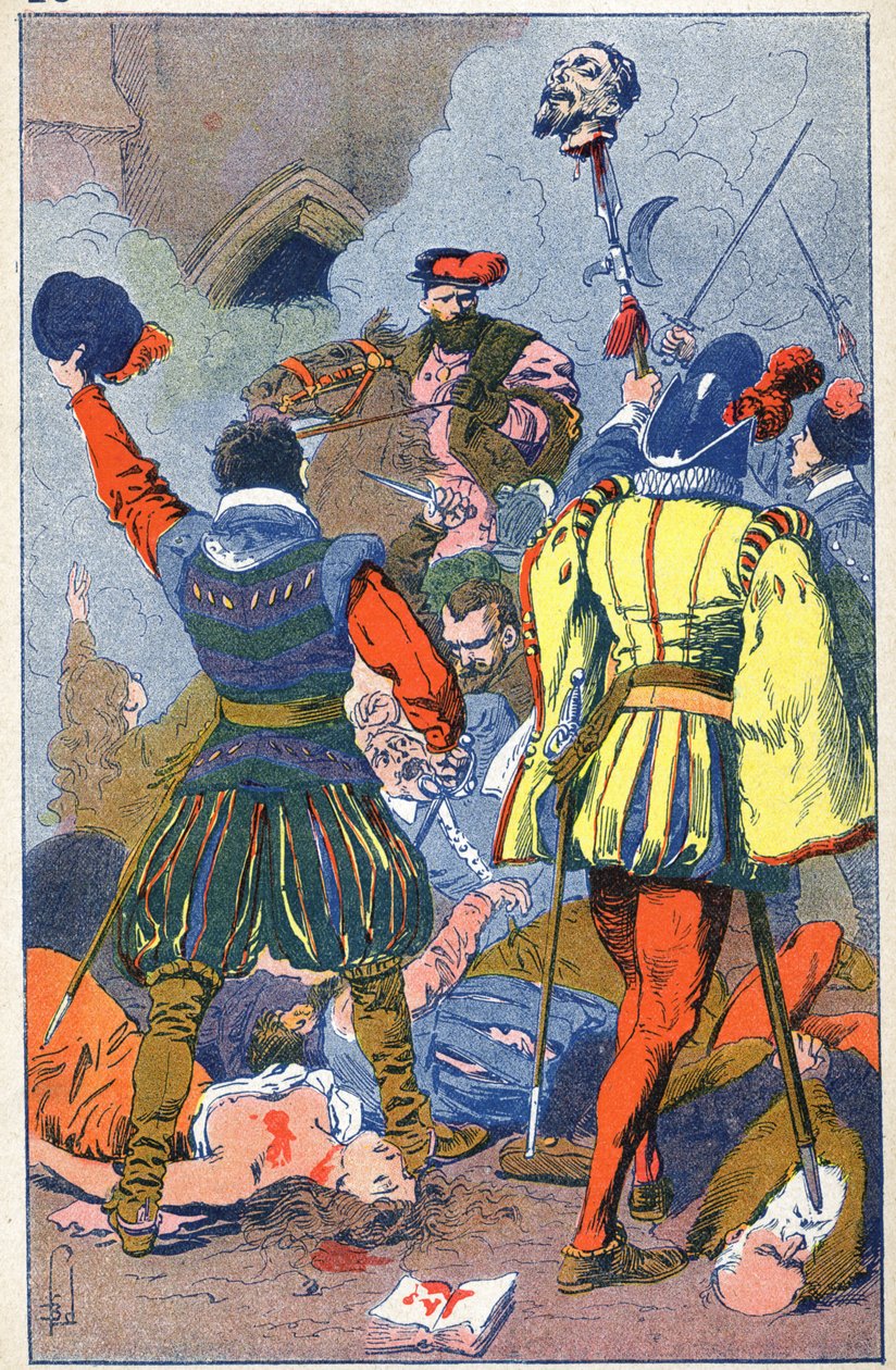 Bloedbad van protestanten in Vassy door Louis Charles Bombled