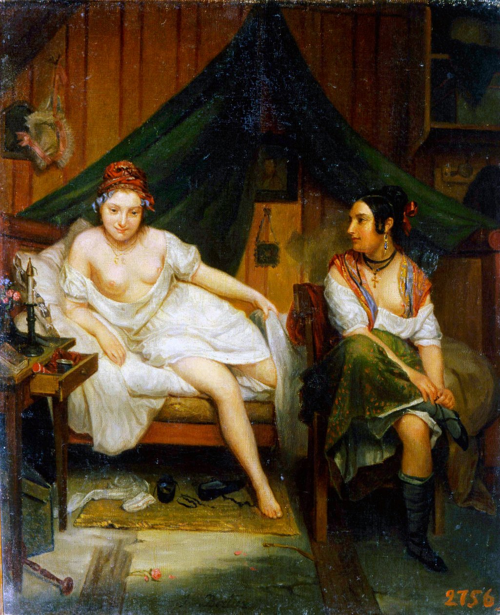 Twee meisjes, 19e eeuw door Louis Eugene Bertier