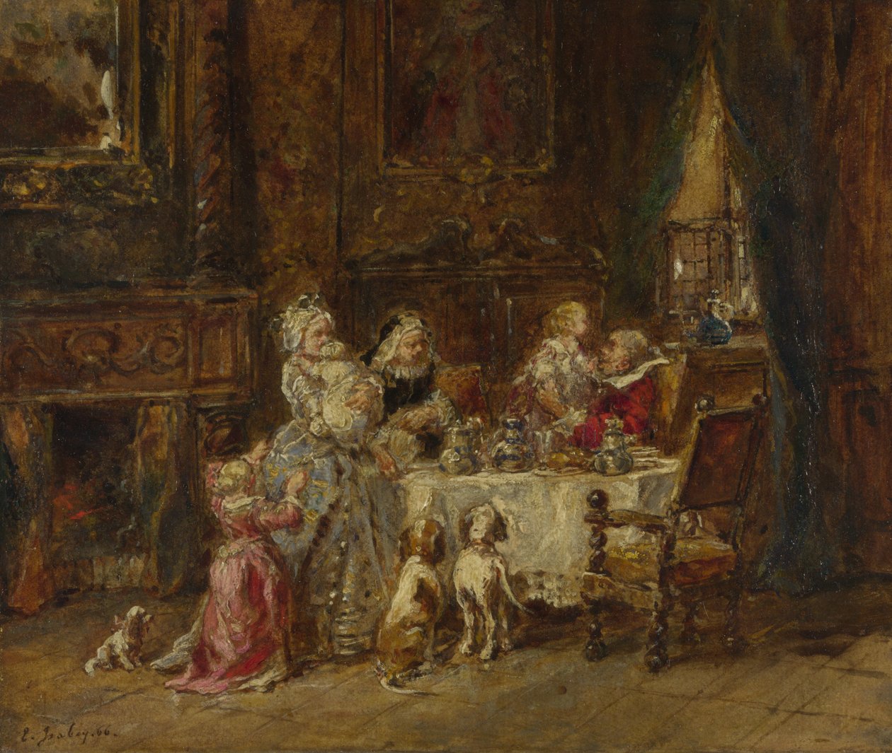 Grootvaders verjaardag, 1866 door Eugene Isabey