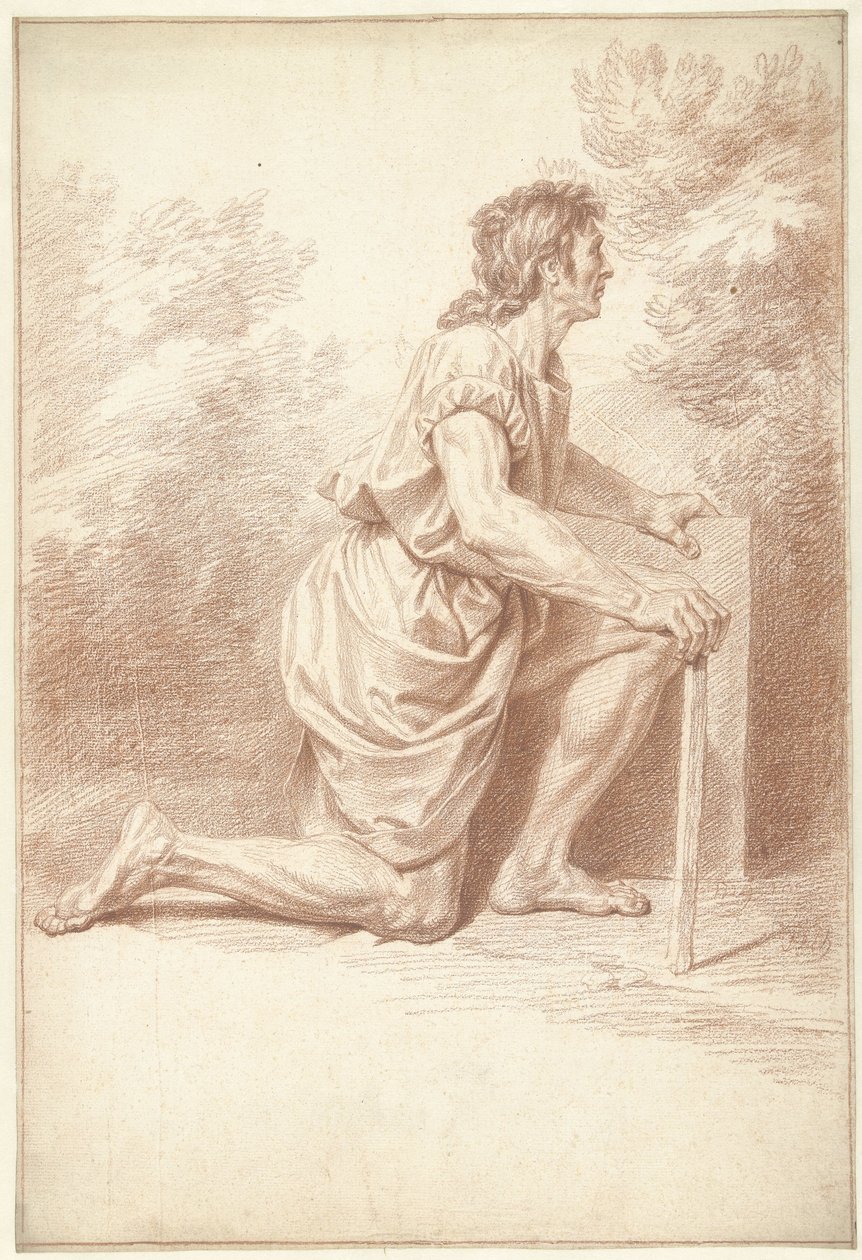 Knielende man, naar rechts door Louis Fabritius Dubourg