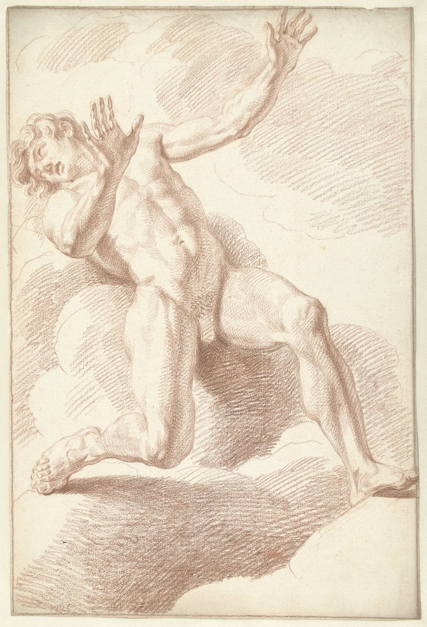 Mannelijk naakt, achteroverliggend door Louis Fabritius Dubourg