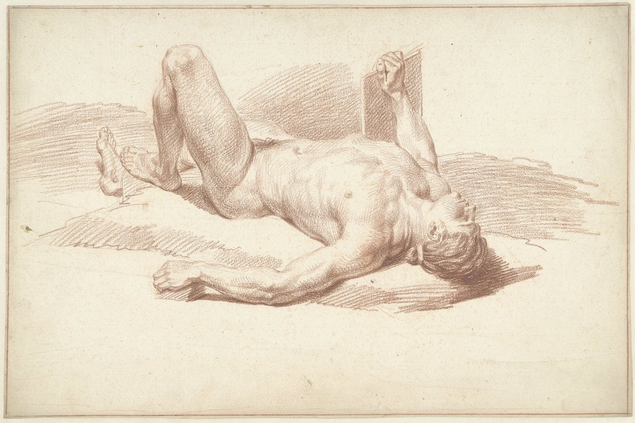 Mannelijk naakt, liggend op de rug door Louis Fabritius Dubourg