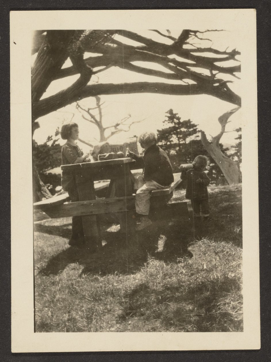 [Kinderen aan een picknicktafel]. door Louis Fleckenstein
