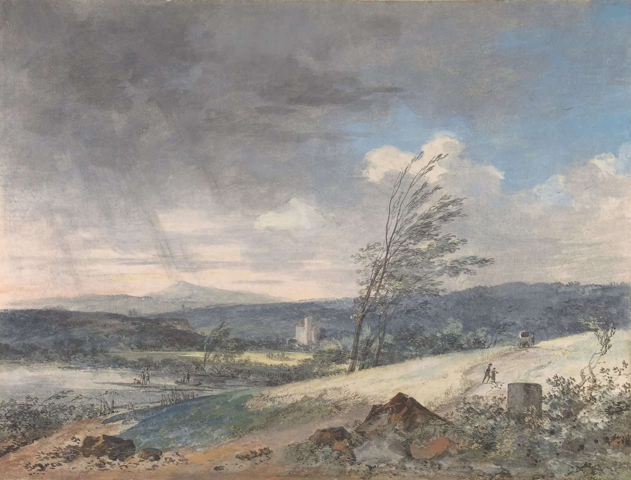 Winderig landschap door Louis Gabriel Moreau