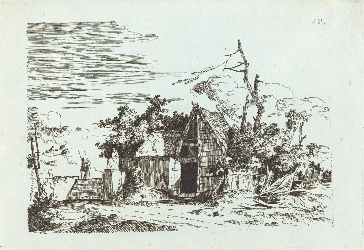 Een Rustieke Schuur door Louis Gabriel Moreau the Elder