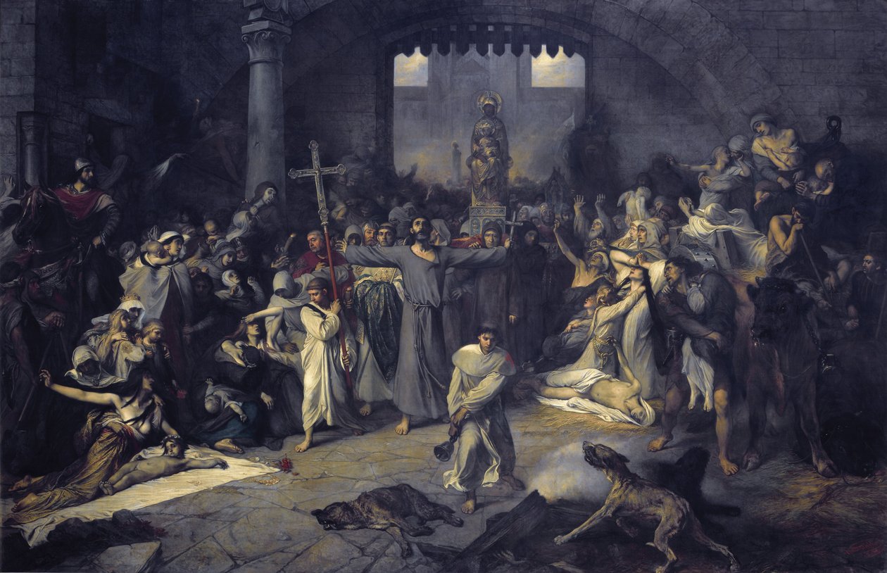 De plaag in Doornik in 1095 door Louis Galarn