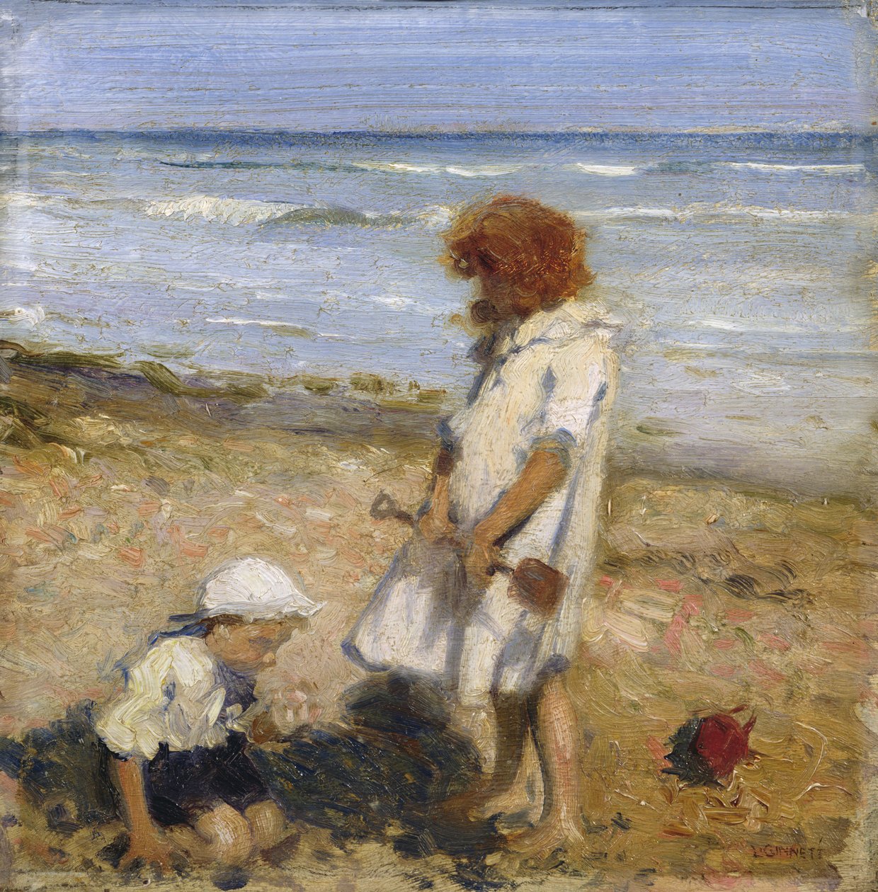 Spelen op het strand door Louis Ginnett