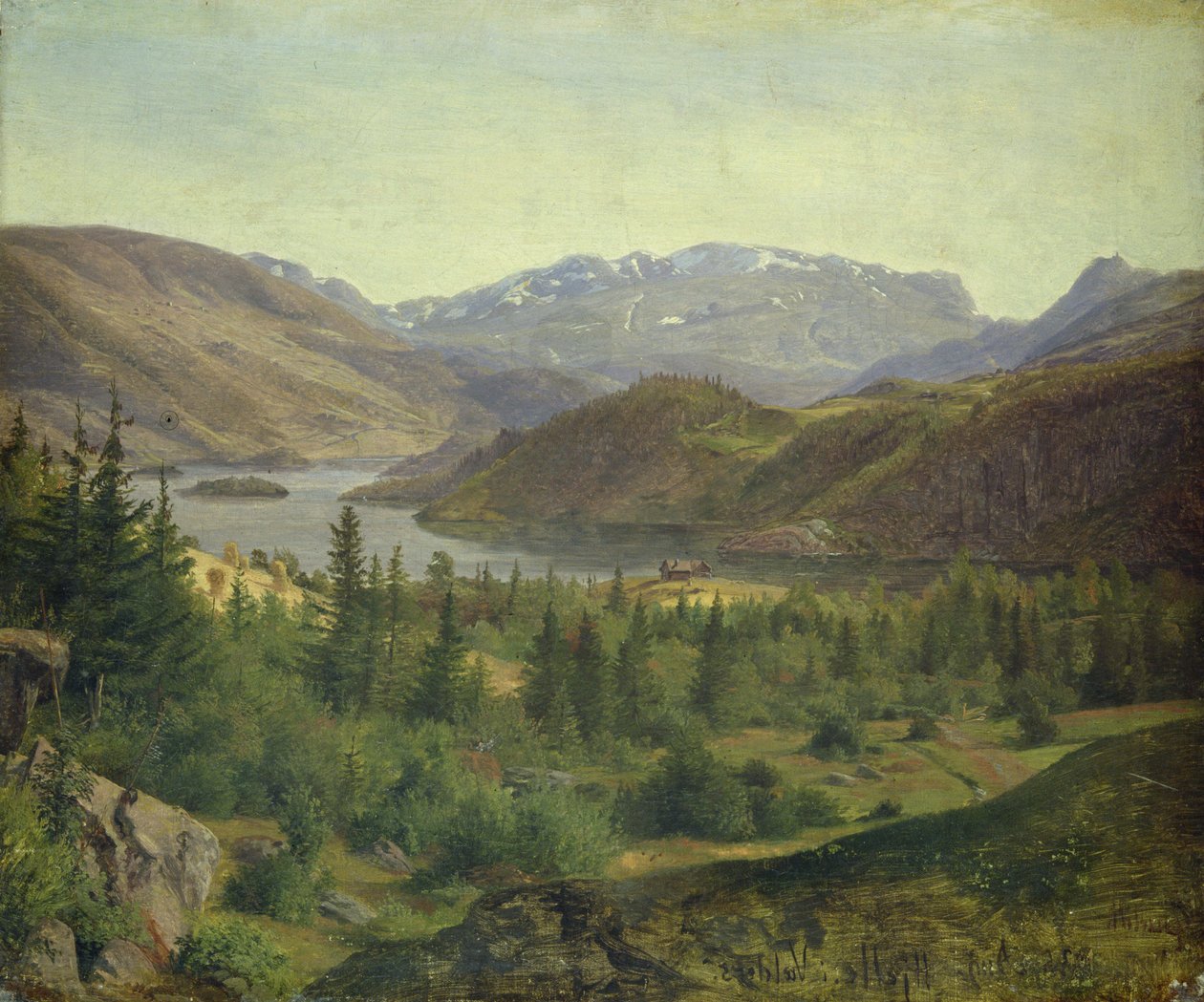 Hjelle in Valders Tile Fjord, 1835 door Louis Gurlitt