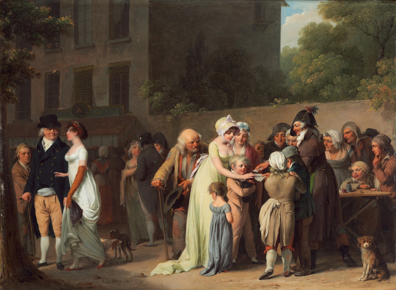 De kaartspeler op de boulevard door Louis Leopold Boilly