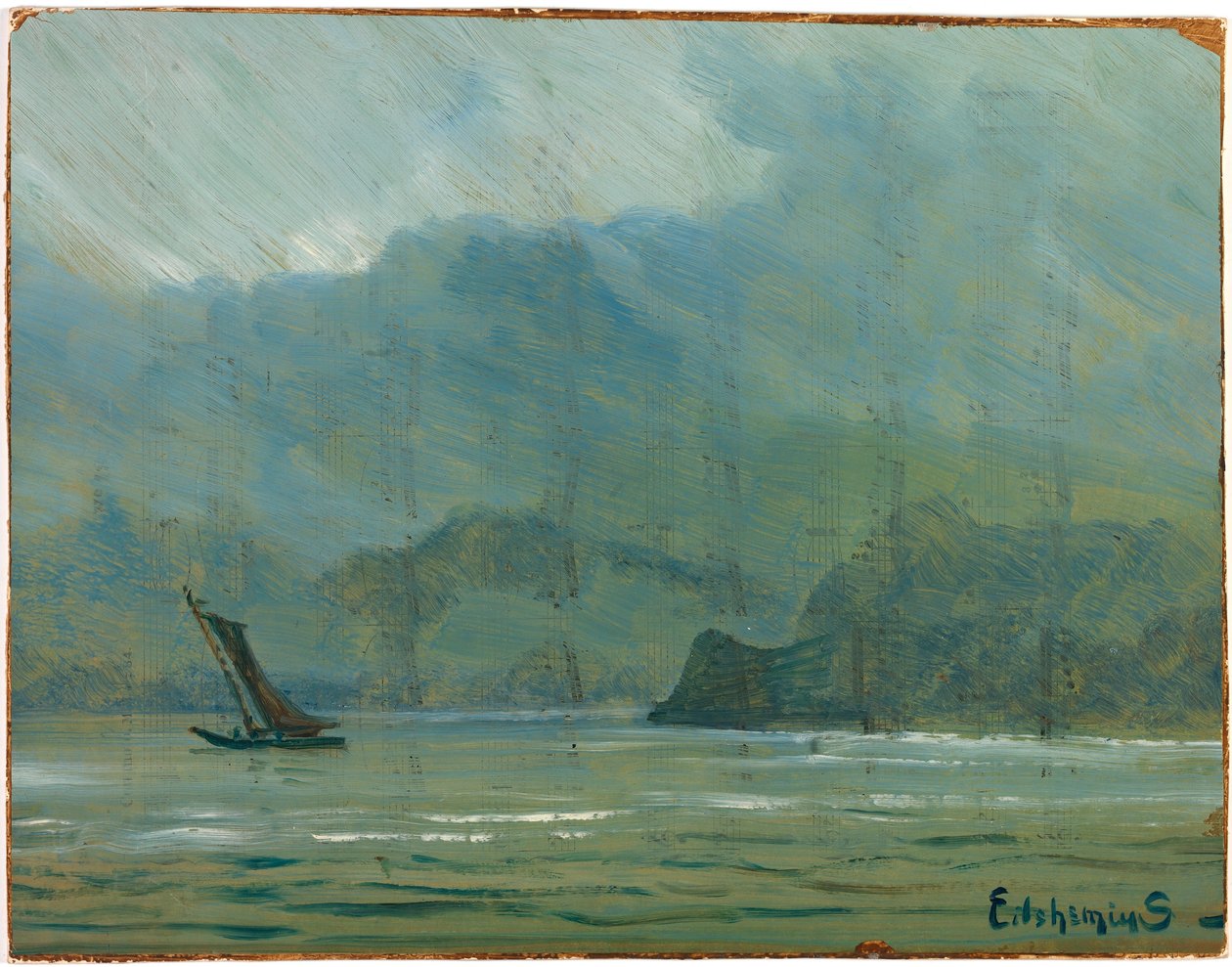 Lichtblauw landschap door Louis M. Eilshemius