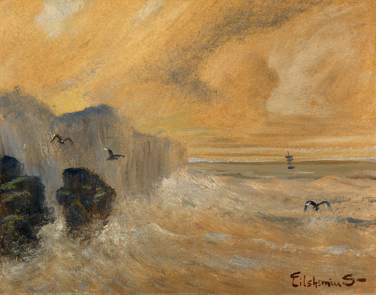 Rotsachtige kust door Louis M. Eilshemius
