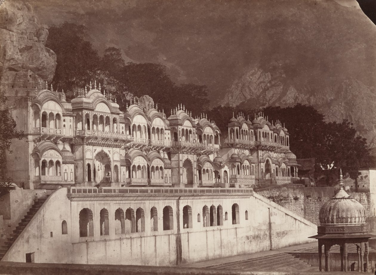 De tempels van de koning, Ulwar, jaren 1860 (foto) door Louis Rousselet