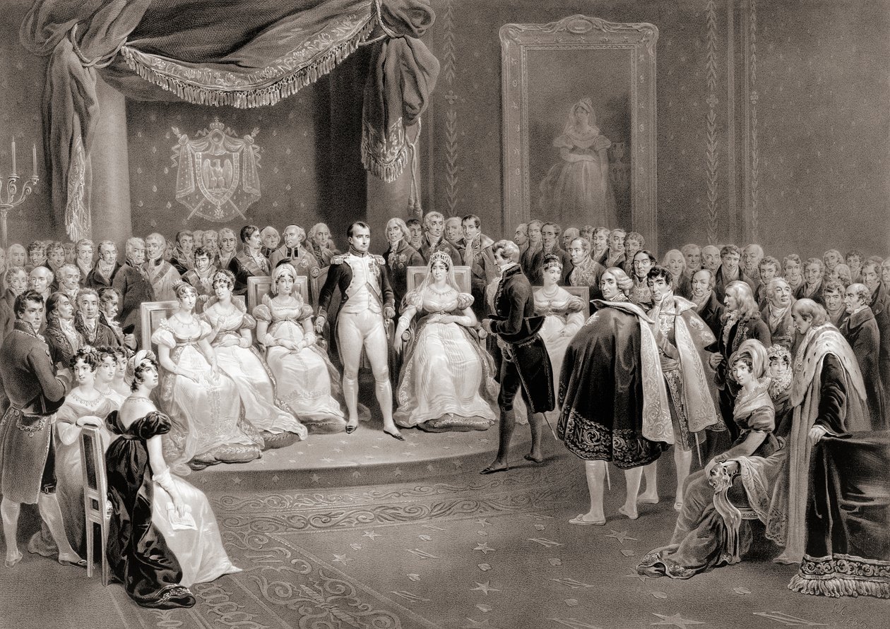 Napoleon en zijn hof door Louis Stanislas (after) Marin Lavigne