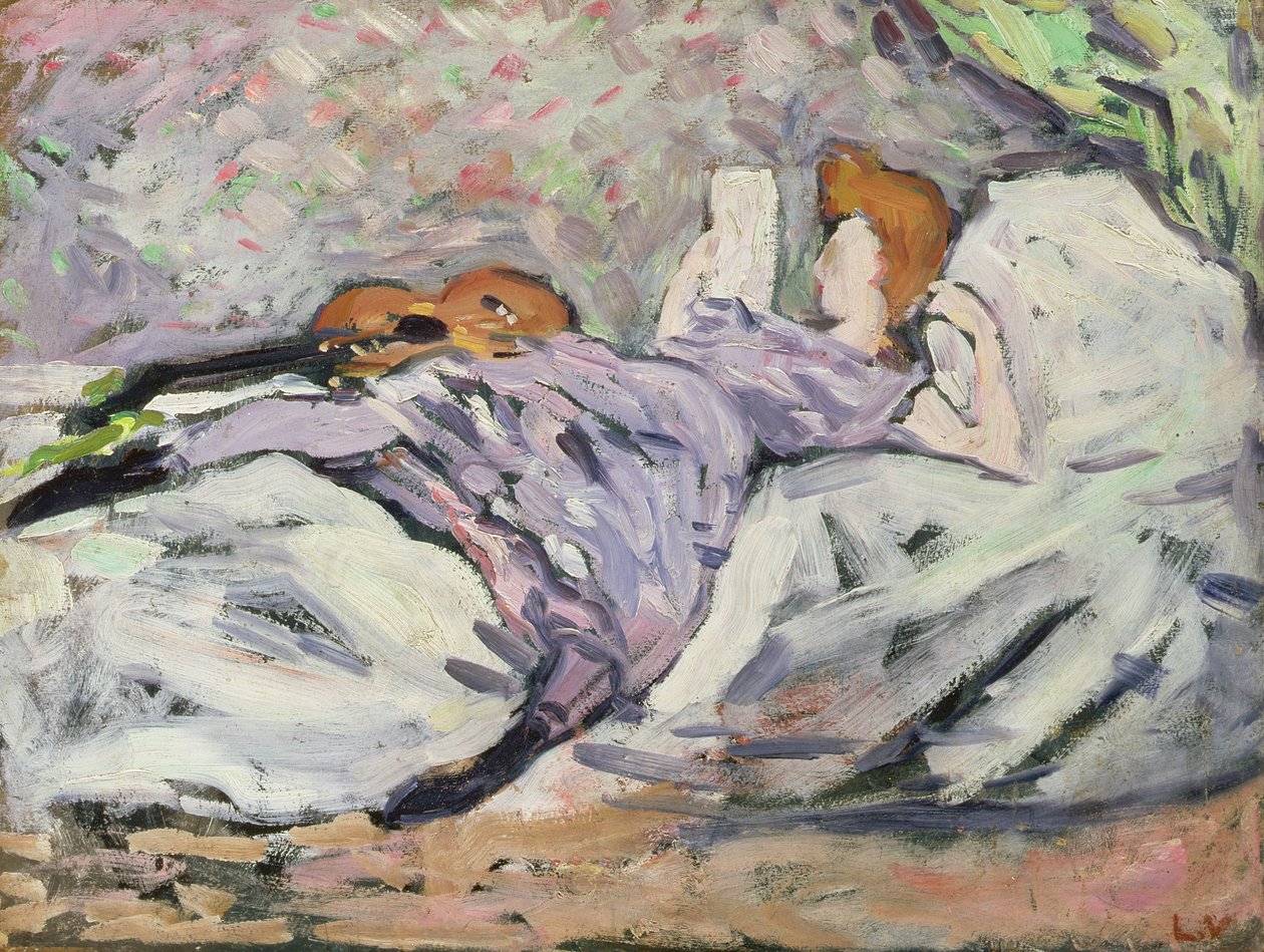 Liggende vrouw lezend door Louis Valtat