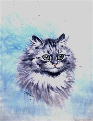 Een Peinzende Blik door Louis Wain