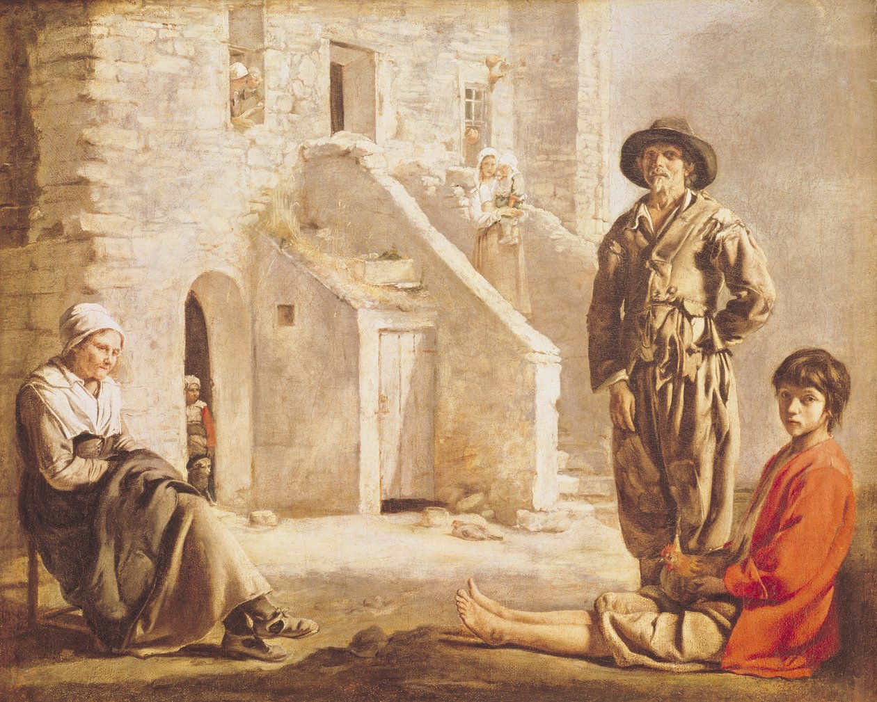 Boeren voor hun huis, c.1641 door Louis le Nain