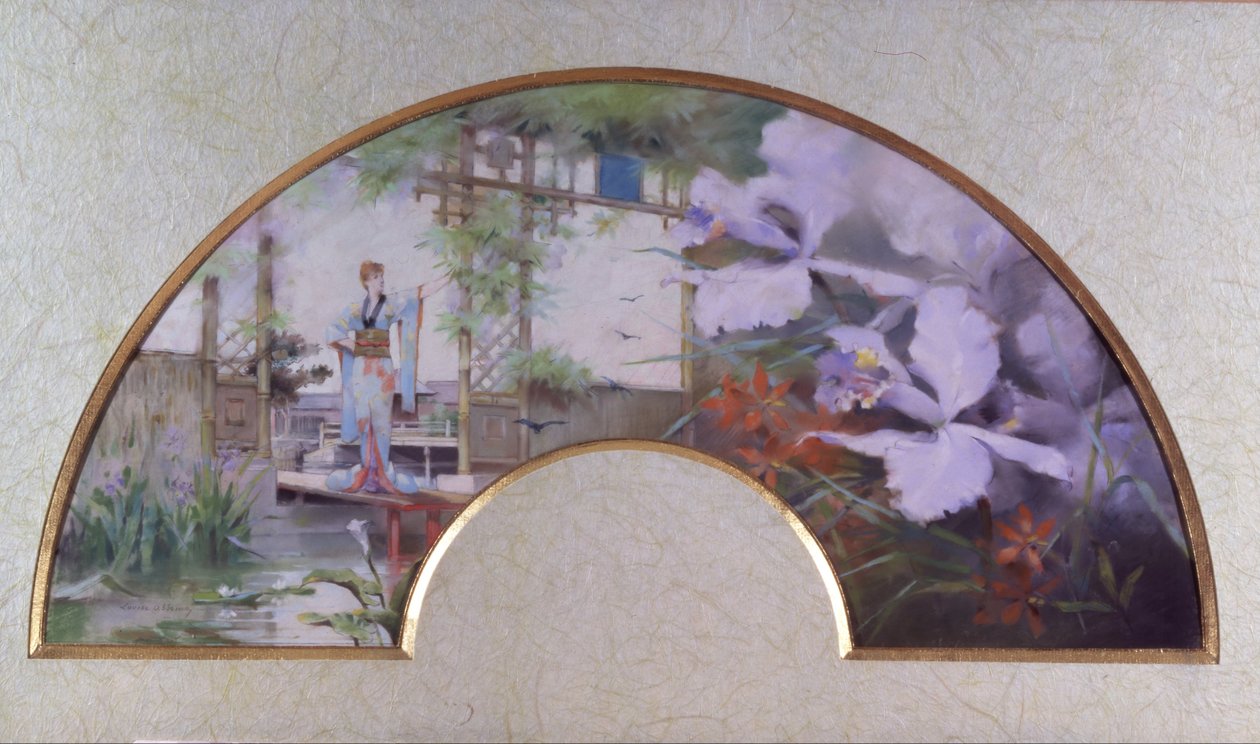 Sarah Bernhardt in een Japanse tuin door Louise Abbéma