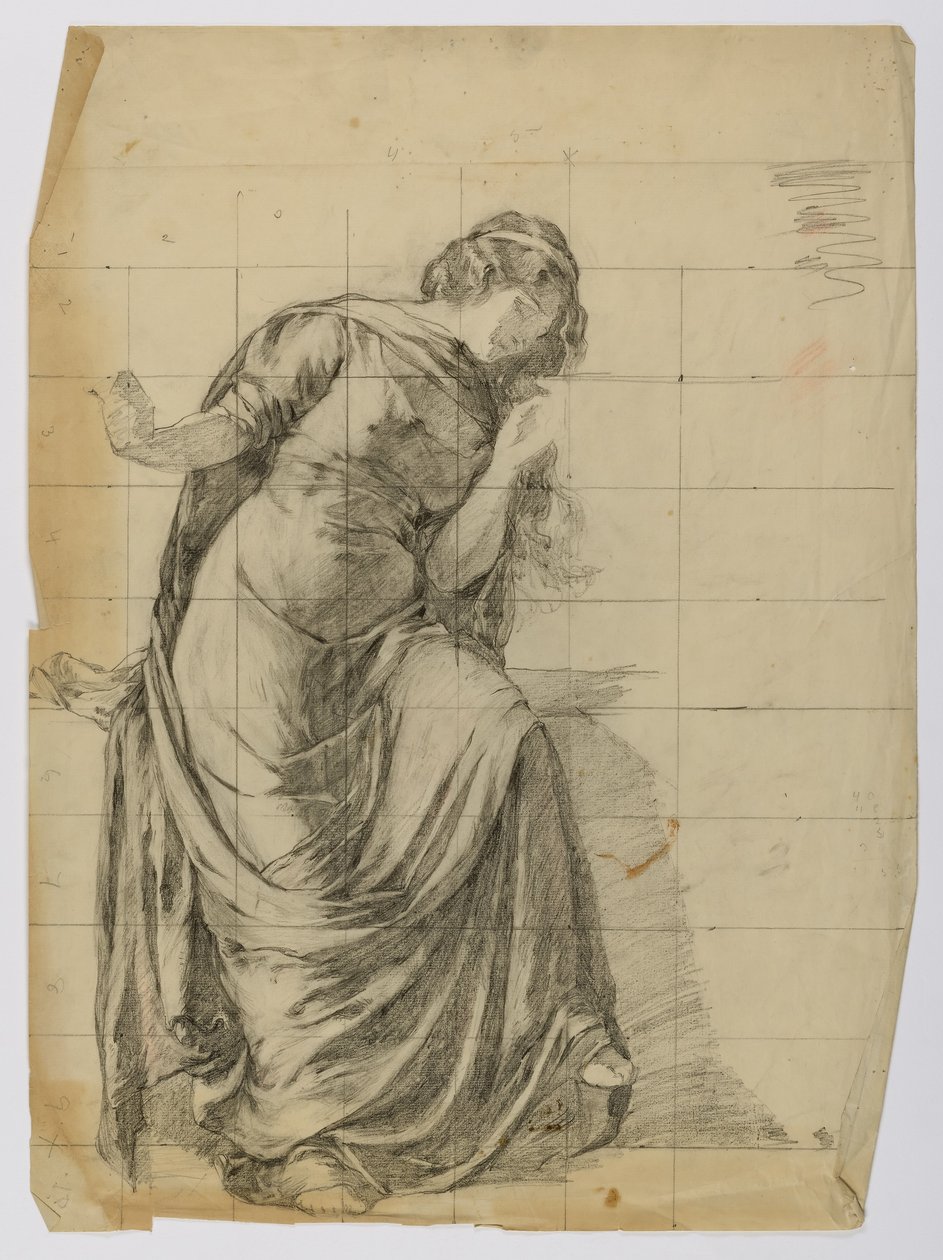 Zonder titel (Gedrapeerde vrouwelijke figuur) door Louise Cox