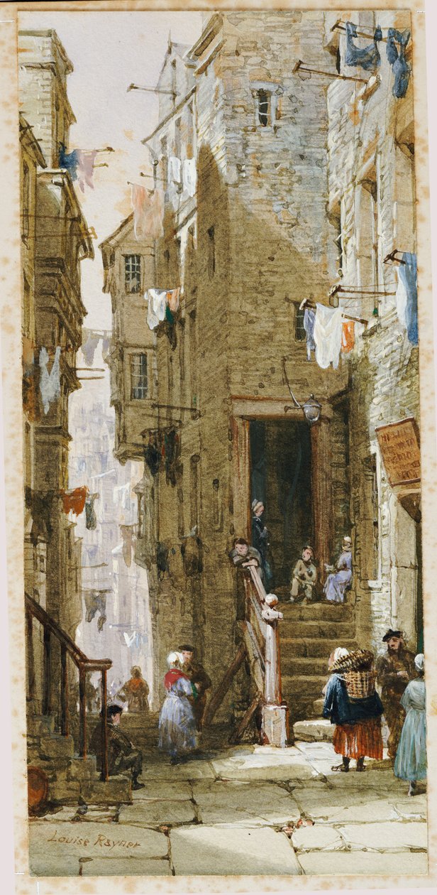 Straatscène in Edinburgh door Louise Ingram Rayner