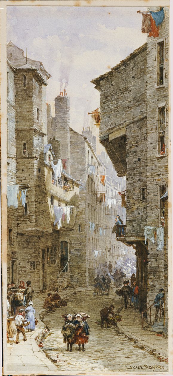Straatscène in Edinburgh door Louise Ingram Rayner