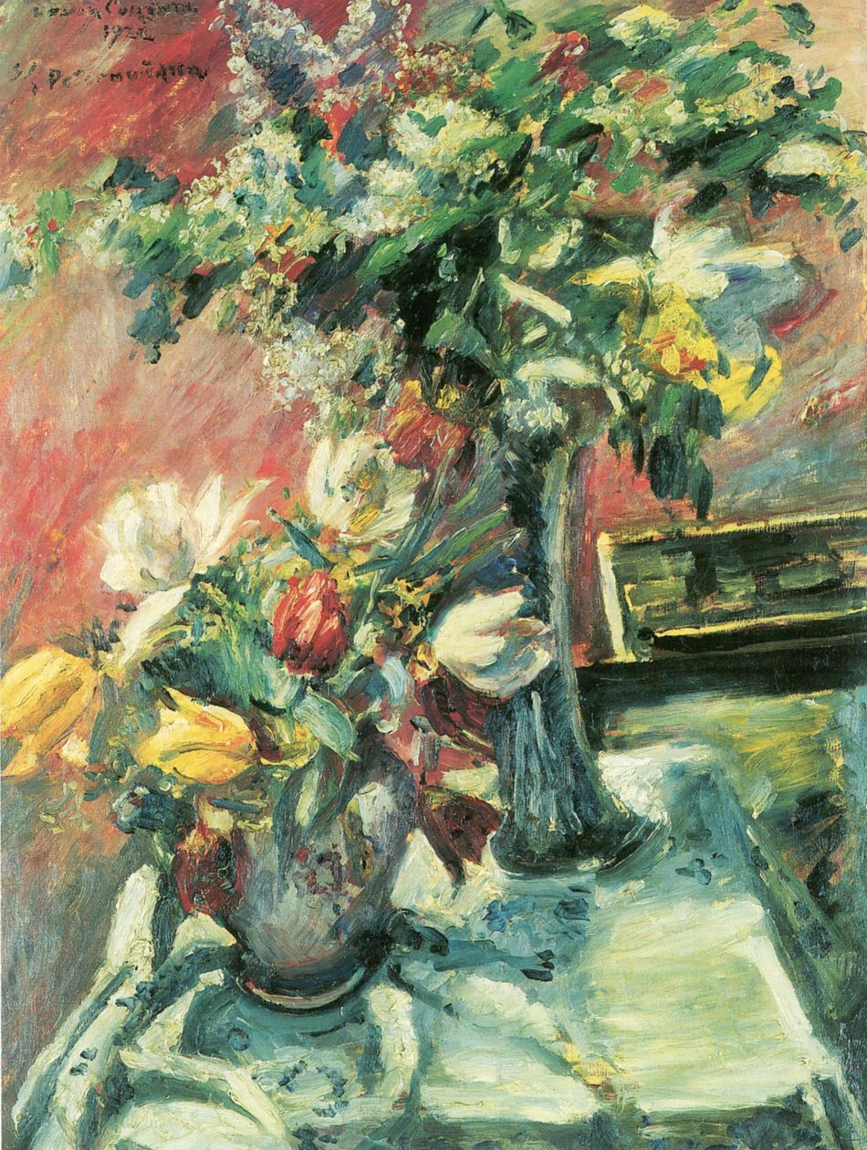 Seringen en tulpen door Lovis Corinth
