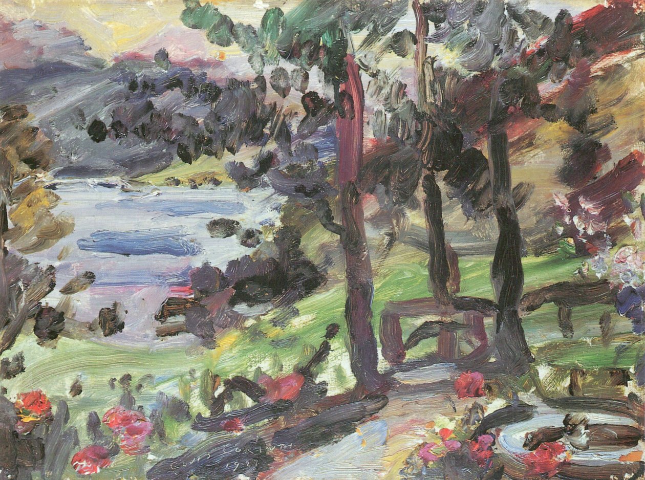 Tuin aan de Walchensee door Lovis Corinth