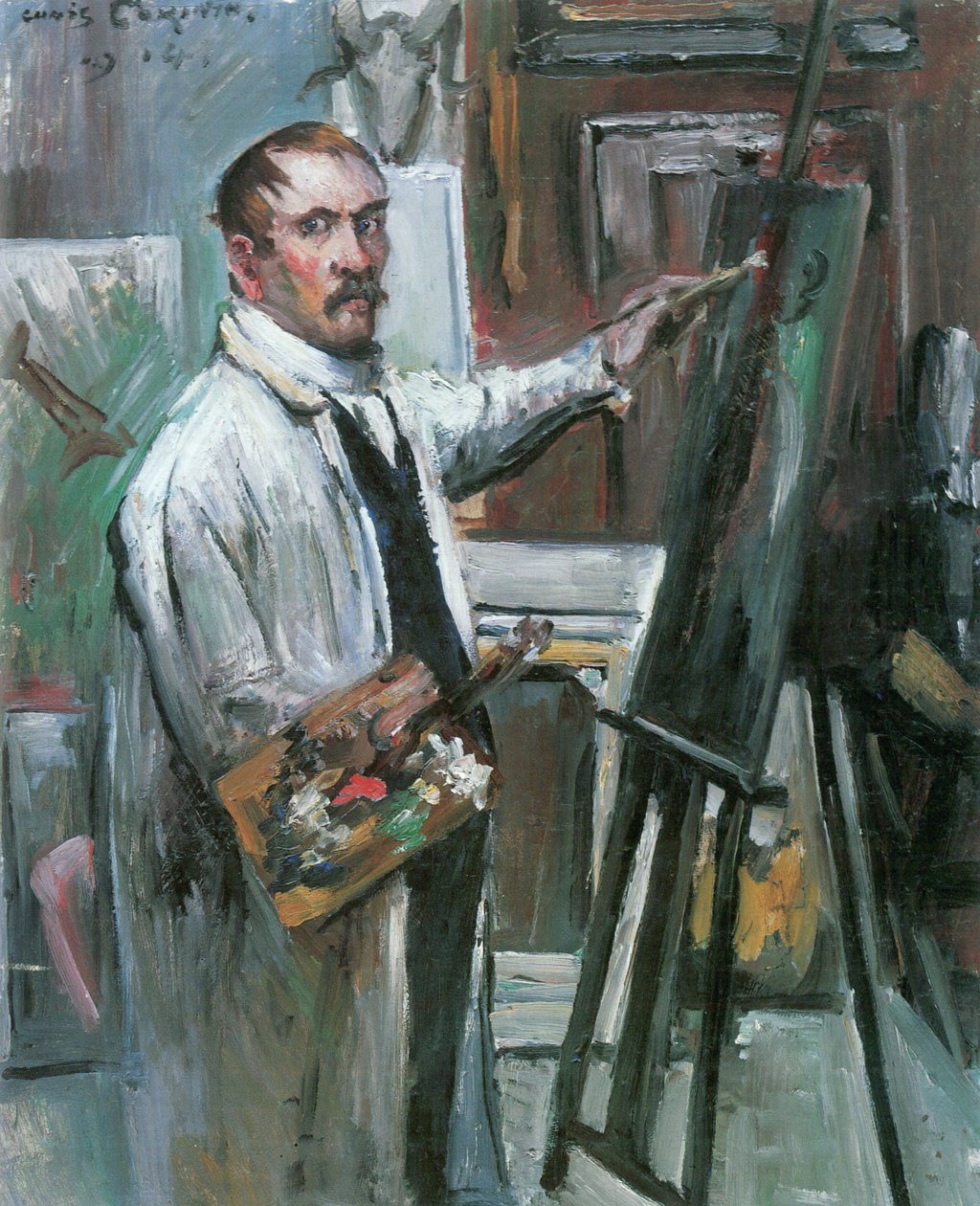 Zelfportret in het atelier door Lovis Corinth