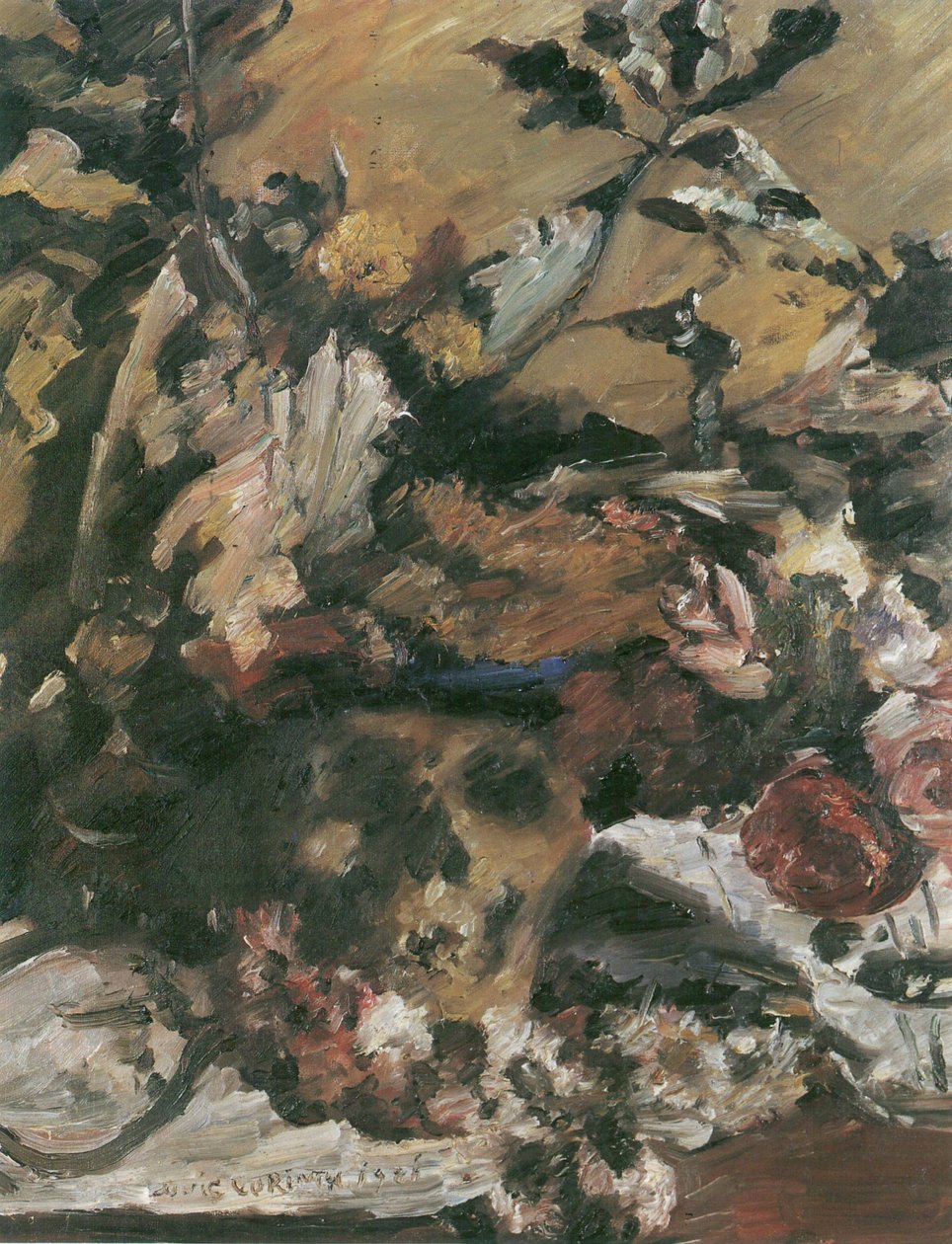 Doodshoofd met eikenloof door Lovis Corinth