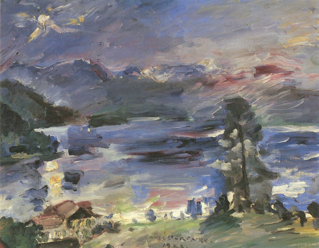 Walchensee, opkomende maan door Lovis Corinth
