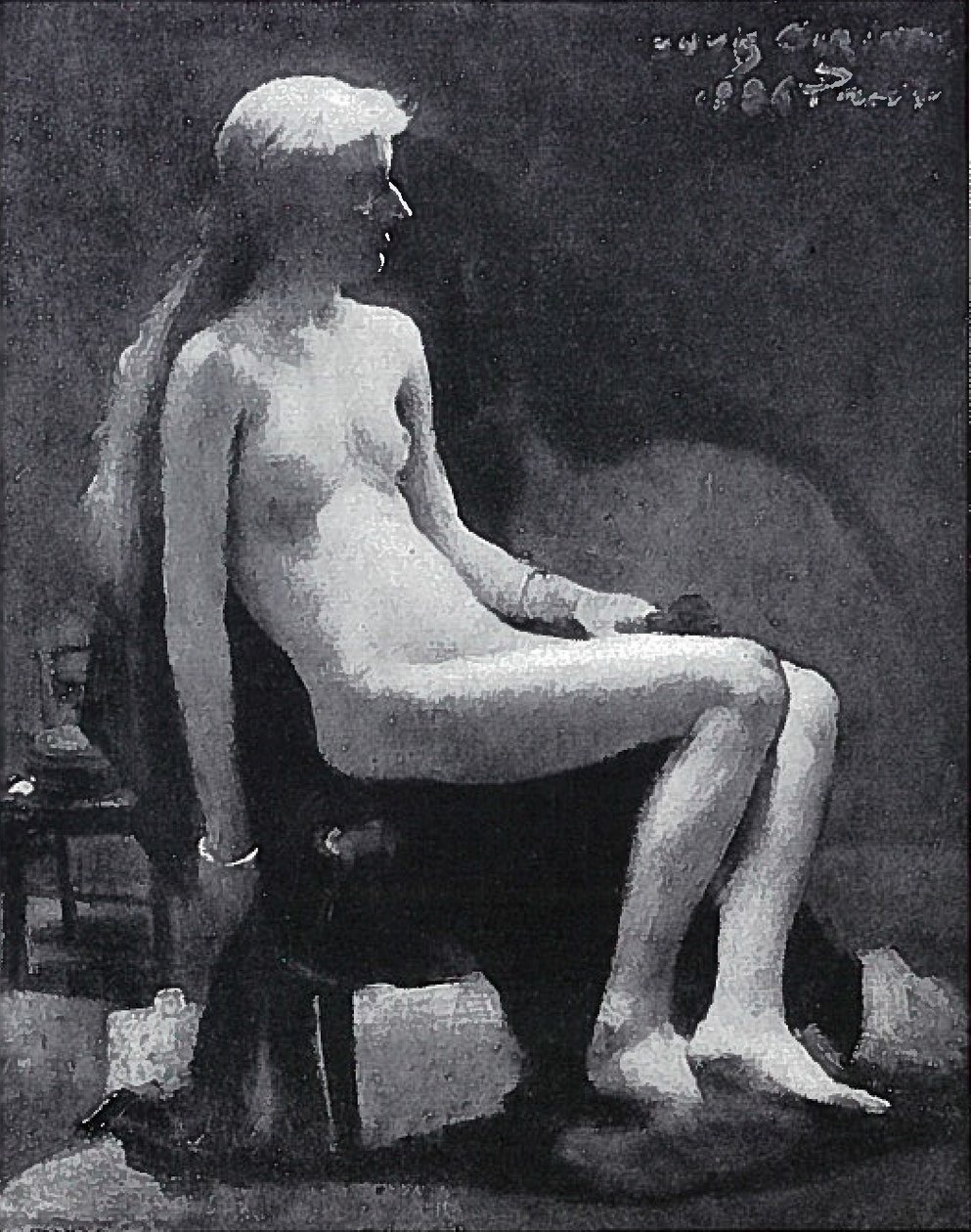 Zittend vrouwelijk naakt door Lovis Corinth