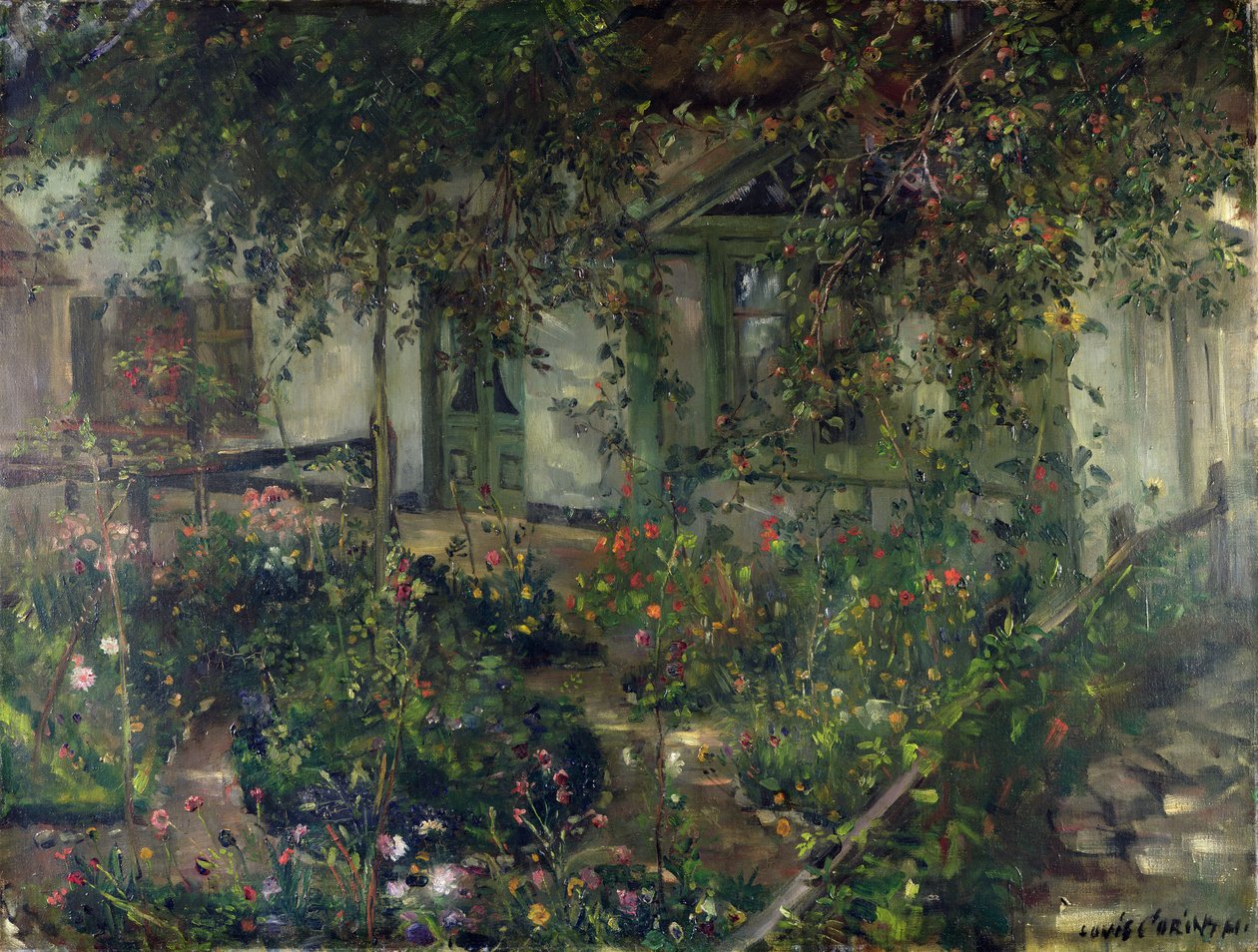Bloementuin in bloei door Lovis Corinth