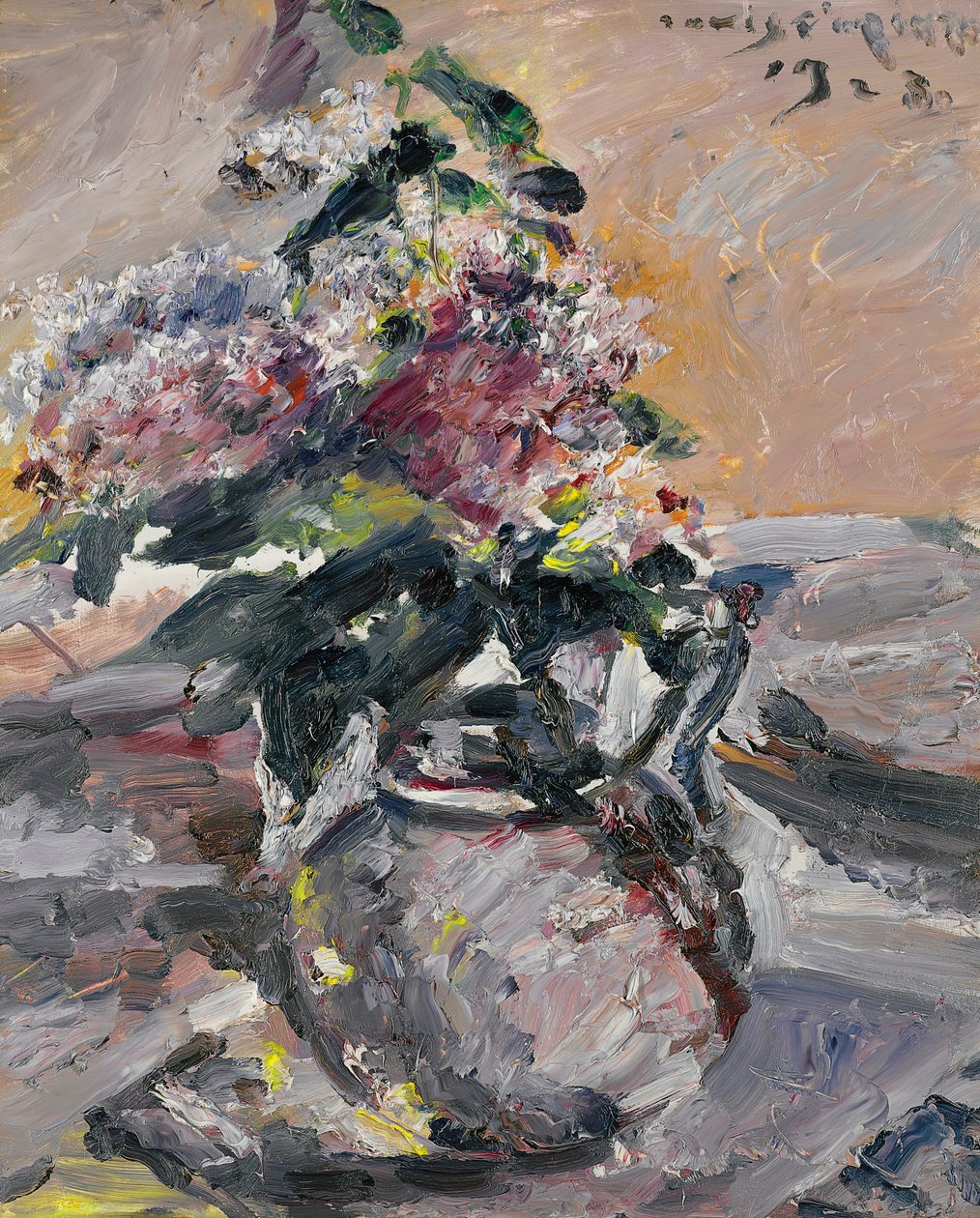 Seringen in een glazen kom door Lovis Corinth