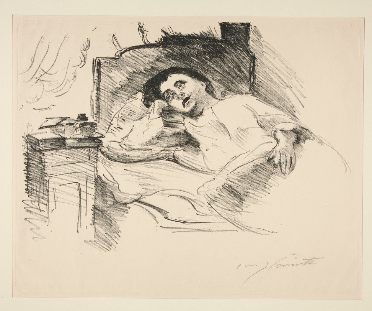 Dame rustend in bed door Lovis Corinth