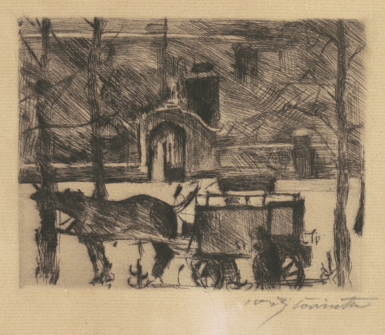 Melkwagen, 1916 door Lovis Corinth