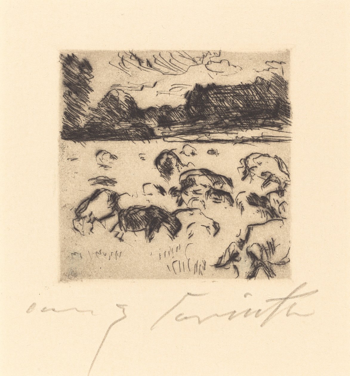 Grazende schapen door Lovis Corinth