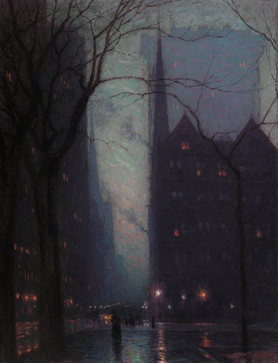 Fifth Avenue bij schemering, ca. 1910 door Lowell Birge Harrison